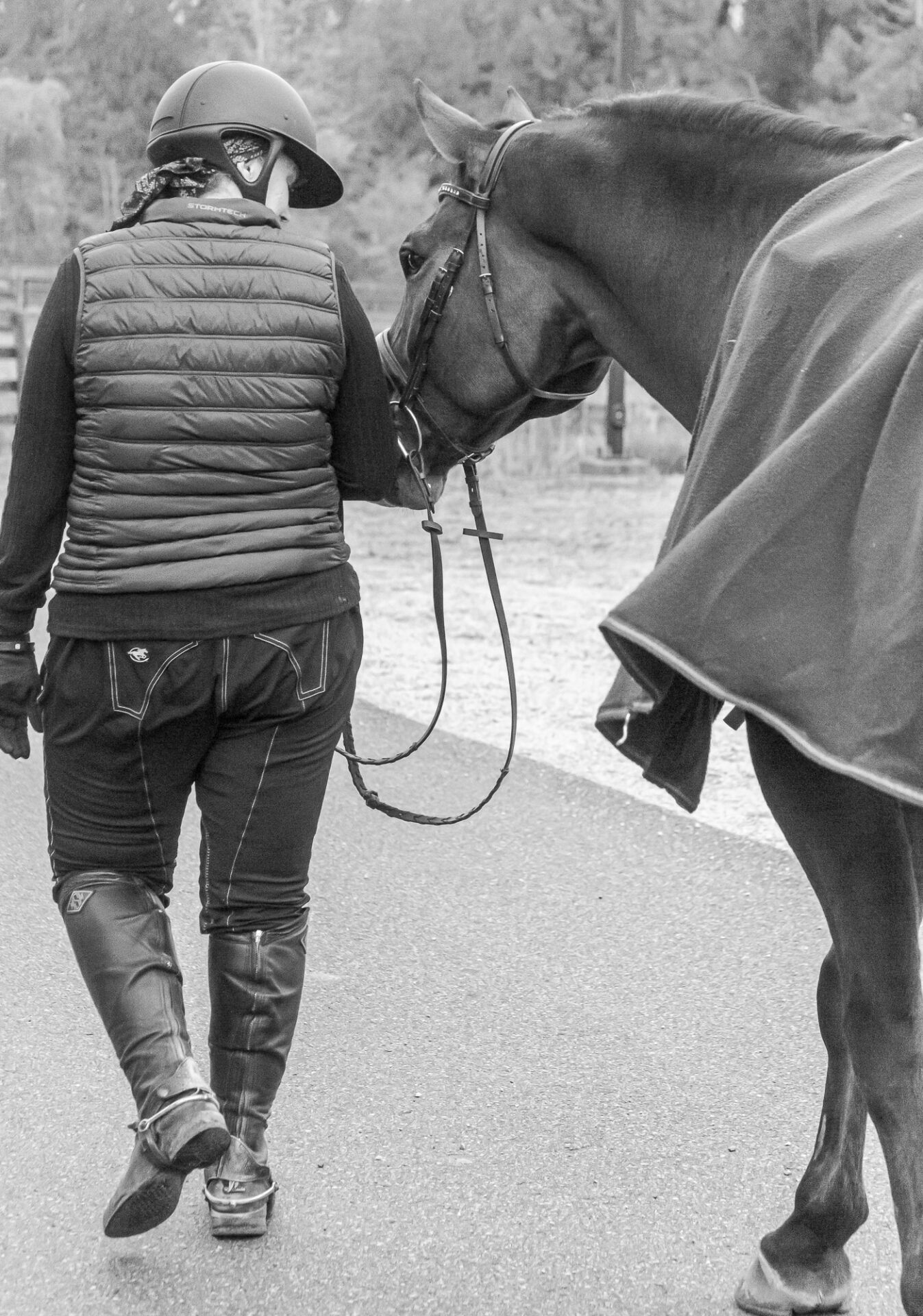Woman with horse, nice date black and white.